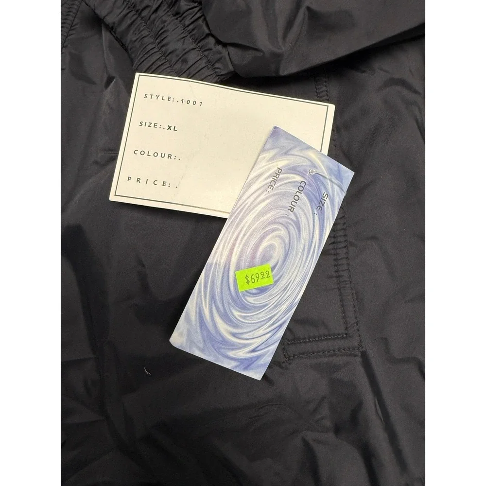 Vintage Illusion Black Reversible Waterproof Hooded Jacket Men's Size XL NEW‎
